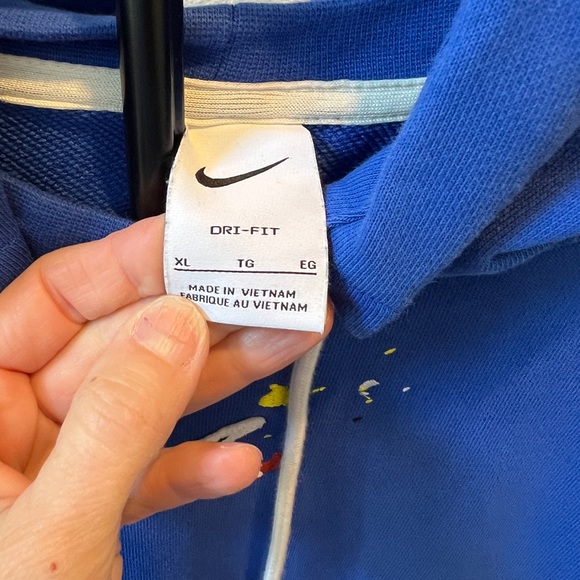 Nike Dri-FIT Pullover Basketball Men’s XL Splatter Paint Blue Hoodie - Picture 8 of 8